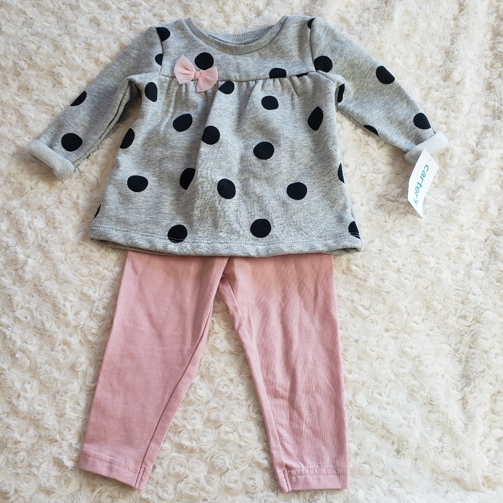 Carter's 12 month Polka Dot Fleece top & leggings